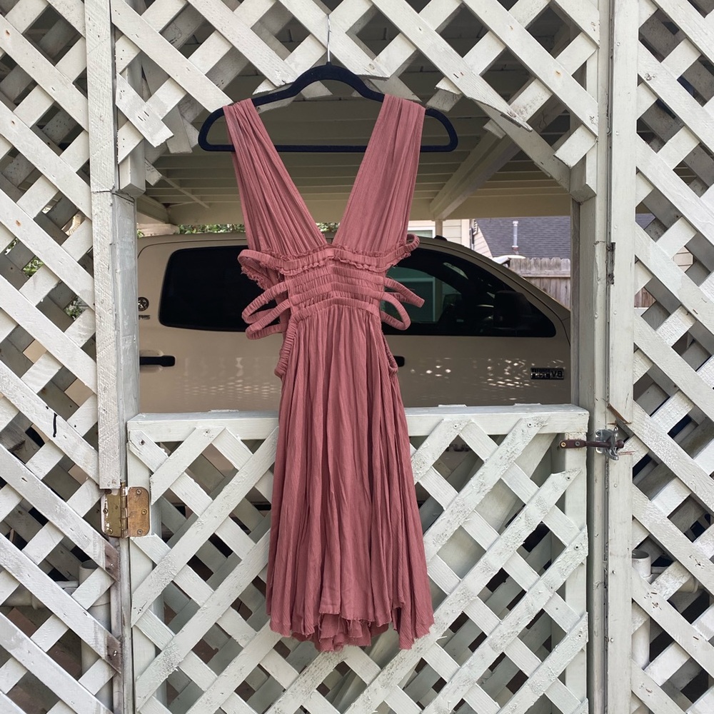 SOLD Free people cut out brown mini dress - Picture 1 of 7